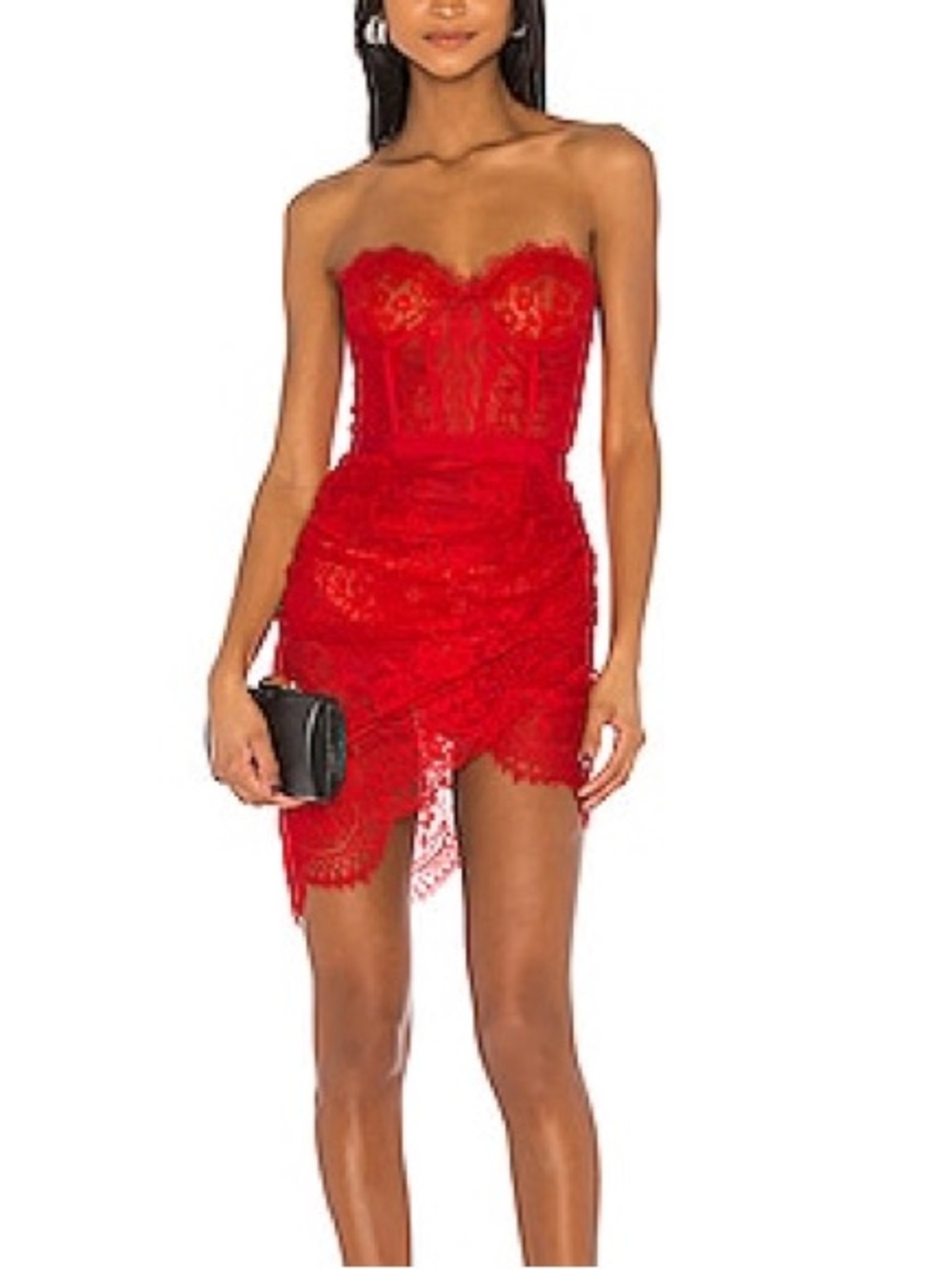 Strapless Red Lace Cocktail Dress
